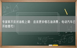 专家称不反对油税上调：应该更珍惜石油消费、电动汽车已开始替代！