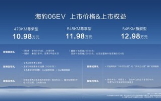 10.98万起叫板小鹏M03 比亚迪海豹06EV上市：规格真心高！