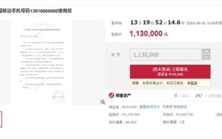 尾号6666666手机号起拍价113万：评估价值超过160万！