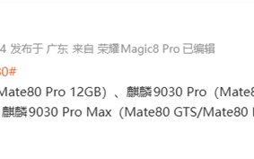 华为Mate 80系列共3款处理器：麒麟9030、麒麟9030 Pro、麒麟9030 Pro Max ！