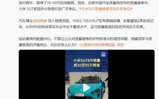 小米SU7成4月份10至50万销量榜首 卢伟冰：用户认可说明一切！
