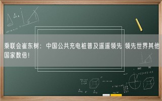 乘联会崔东树：中国公共充电桩普及遥遥领先 领先世界其他国家数倍！