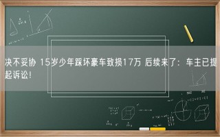 决不妥协 15岁少年踩坏豪车致损17万 后续来了：车主已提起诉讼！