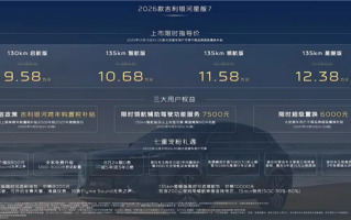 纯电续航翻倍 入门就有130km！2026款银河星舰7 EM-i上市：9.58万起 ！