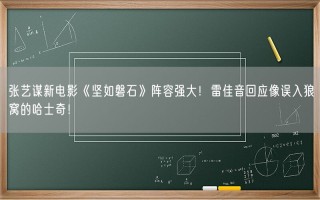 张艺谋新电影《坚如磐石》阵容强大！雷佳音回应像误入狼窝的哈士奇！