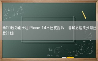 两00后为面子租iPhone 14不还被起诉：调解后达成分期还款计划！