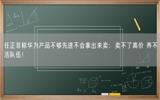 任正非称华为产品不够先进不会拿出来卖：卖不了高价 养不活队伍！