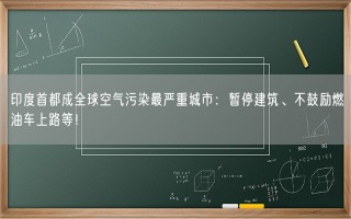 印度首都成全球空气污染最严重城市：暂停建筑、不鼓励燃油车上路等！