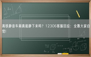 高铁静音车厢真能静下来吗？12306客服回应：全靠大家自觉!