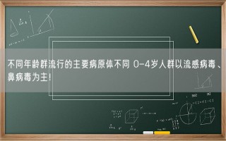 不同年龄群流行的主要病原体不同 0-4岁人群以流感病毒、鼻病毒为主！