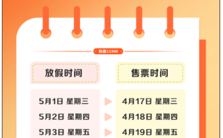 调休连放5天！五一假期首日火车票今日开售 12306回应开票秒没！