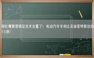 别吐槽靠营销没技术含量了！电动汽车专利比亚迪是特斯拉的15倍！