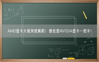 AMD显卡大佬突然离职！曾经是NVIDIA显卡一把手！