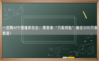 一招聘APP遭撞库攻击：黑客拿“万能钥匙”偷走300万条数据！