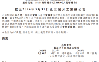 小米集团一季度营收755亿元同比增长27% 净利润65亿同比增长101%！