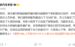 腾势N8L上市后小程序被挤崩 腾势总经理回应：低估了大家的热情！
