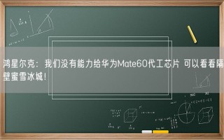 鸿星尔克：我们没有能力给华为Mate60代工芯片 可以看看隔壁蜜雪冰城！