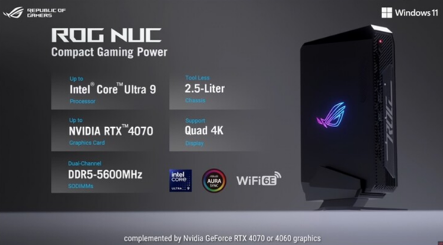 华硕推出首款ROG NUC迷你主机：酷睿Ultra+RTX 4070！-第2张图片