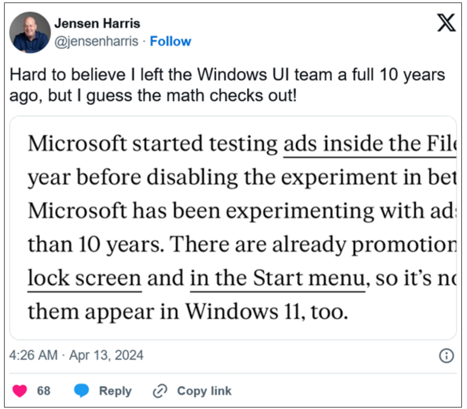 一言难尽！前用户体验主管也吐槽微软了：Windows 11优化的不行！-第1张图片